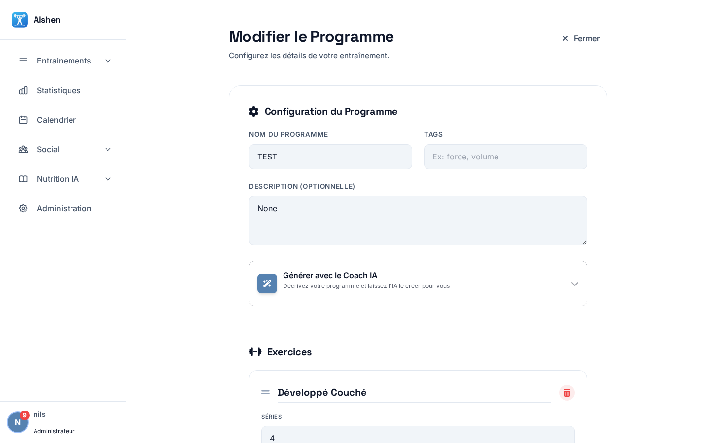 Édition de Programme